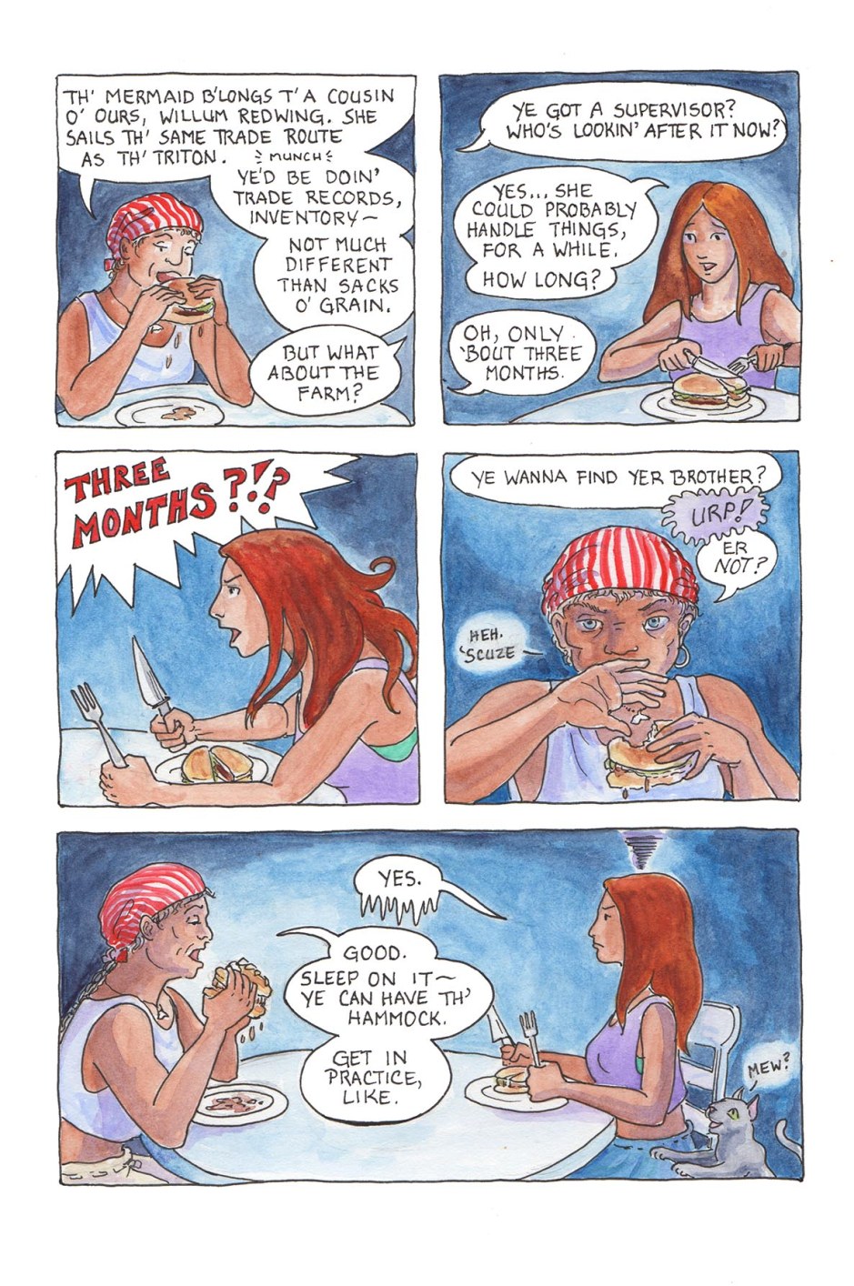 Page 21 — Sami is sliding down the slippery slope to the sea. 