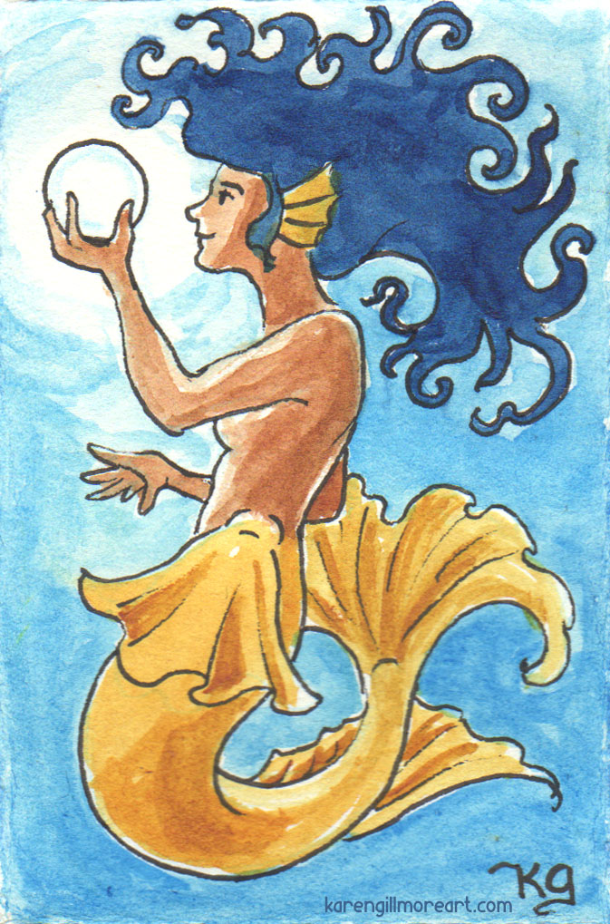 mermaid holding giant pearl